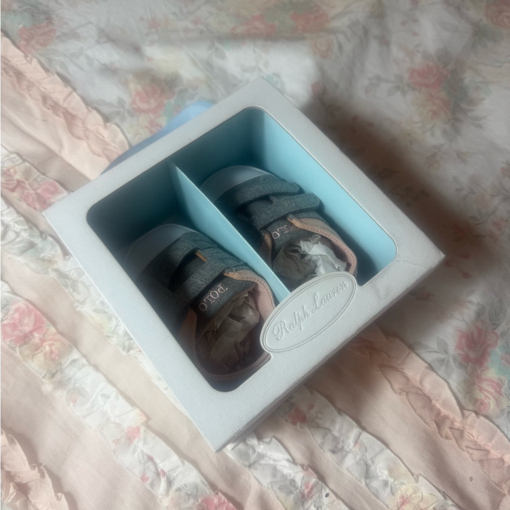 Ralph Lauren Gray and White Baby Shoes